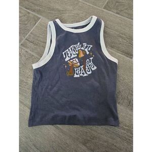 Hollister Tank Take‎ It Easy Blue White Ribbed Cropped Size XS